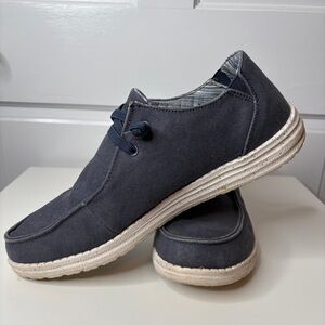 Men's Casual Navy Canvas Shoes Slip On Size 13